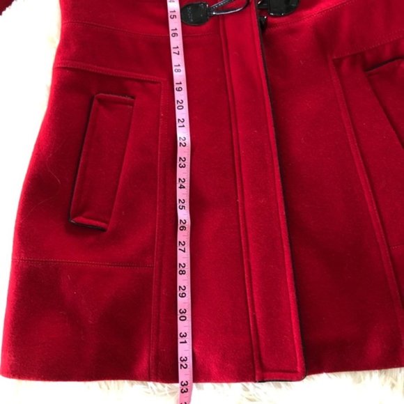 GUESS L NEW RED TOGGLE WOOL BLEND PEACOAT NWOT women's holiday Christmas cold - Picture 10 of 12